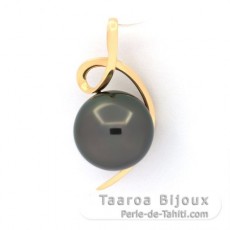 18K Gold Anhnger und 1 Fast Rund TahitiPerle A/B 9.3 mm