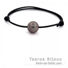 Leder Armband und 1 Fast Rund TahitiPerle C 11.9 mm