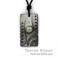 Anhnger aus Perlmutt und 1 Perle von Tahiti Semi Barock C 7.9 mm