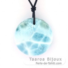 Leder Halsband und 1 Larimar - Durchmesser = 26.4 mm - 13.7 gr