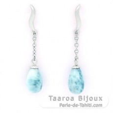 Silber Ohrringe und 2 Larimar - 9.9 x 6.2 mm - 1.2 gr