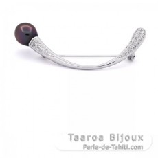 Sterling Silber Brosche und 1 Semi Barock TahitiPerle A 10.8 mm