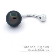 Silber Piercing und 1 Semi Barock TahitiPerle A 9 mm