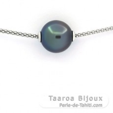 Sterling Silber Halsband und 1 Semi Barock TahitiPerle B 12.7 mm