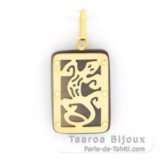 18K Gold Anhnger und TahitiPerlmutt - Dimensionen = 18 X 12 mm - Gecko