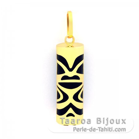 18k Goldanhnger und Schwarzer Achat - 21 mm - Glck