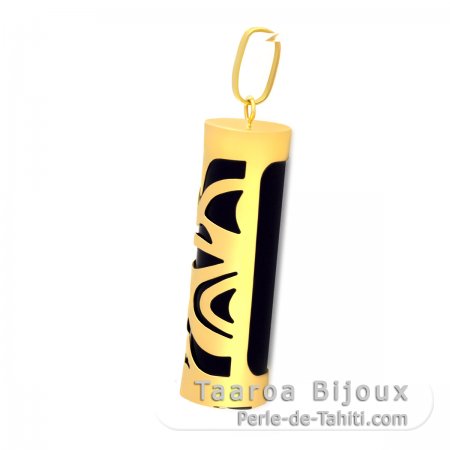18k Goldanhänger und Schwarzer Achat - 30 mm - Glück