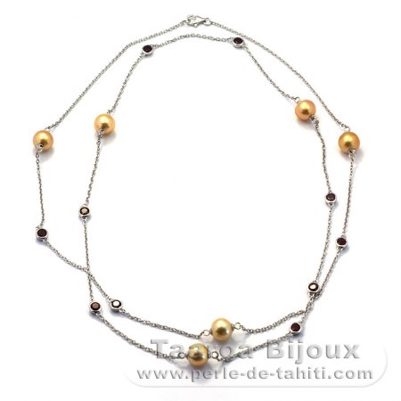 Sterling Silber Halsband und 6 Semi Barock Perlen von Australien C 8.6 à 8.9 mm