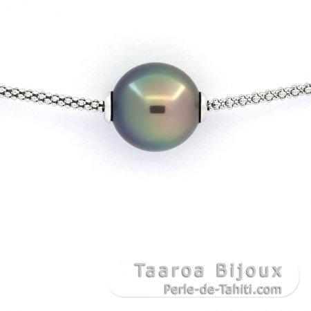 Sterling Silber Halsband und 1 Semi Barock TahitiPerle B 12.4 mm