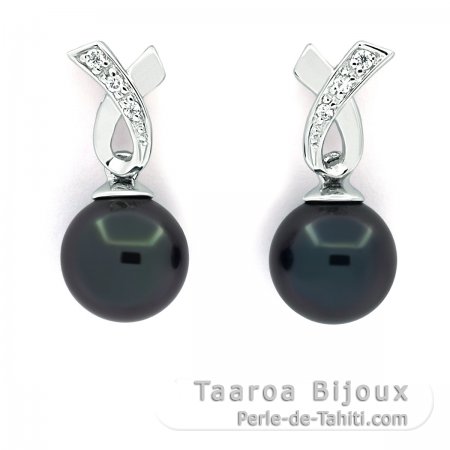 Sterling Silber Ohrringe und 1 Runde & 1 Fast Runde TahitiPerlen C 7.8 mm