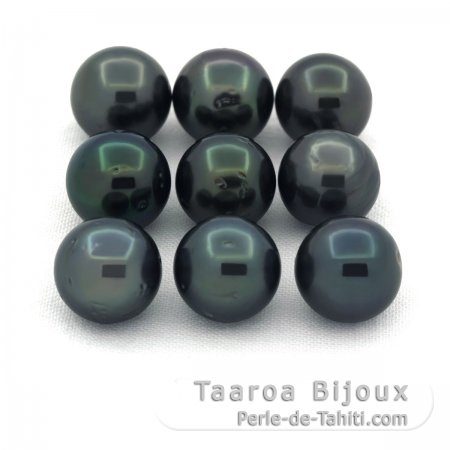 Lot von 9 Runde TahitiPerlen D von 8 bis 8.3 mm