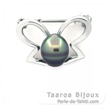 Sterling Silber Brosche und 1 Circles TahitiPerle C 8.9 mm