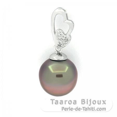 Sterling Silber Anhnger und 1 Semi Barock TahitiPerle C 10.5 mm