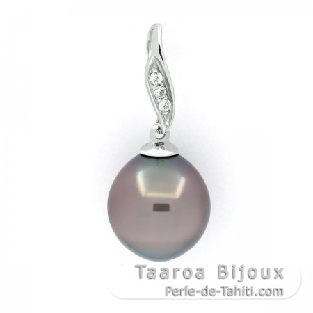 Sterling Silber Anhnger und 1 Semi Barock TahitiPerle B/C 9.6 mm