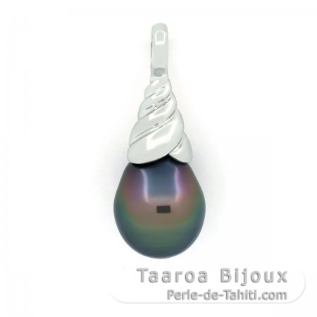 Sterling Silber Anhnger und 1 Semi Barock TahitiPerle B 9.4 mm