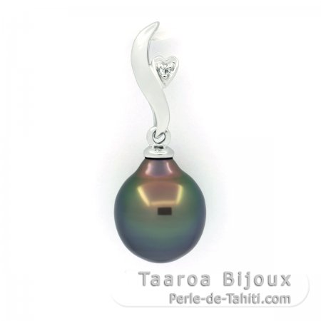 Sterling Silber Anhnger und 1 Semi Barock TahitiPerle B 9.2 mm