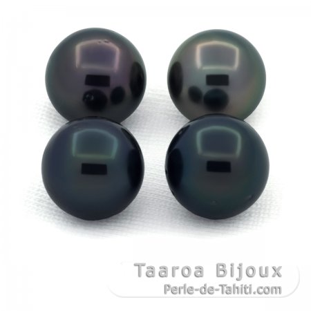 Lot von 4 Runde TahitiPerlen C/D von 10 bis 10.3 mm