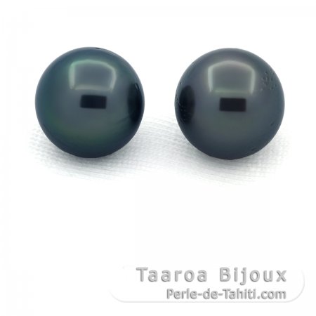 Lot von 2 Fast Runde TahitiPerlen D von 10.2 mm