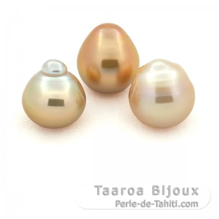 Lot von 3 Semi-Barocke Australischen Perlen C von 11 bis 11.4 mm