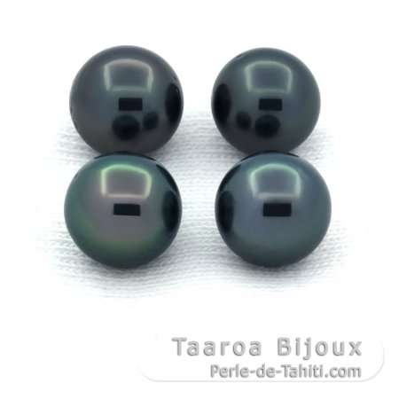 Lot von 4 Runde TahitiPerlen D von 8 bis 8.4 mm