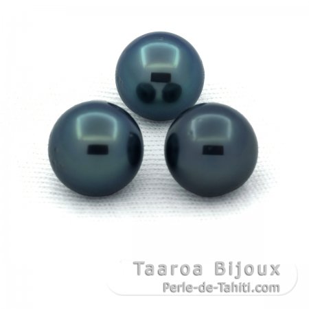 Lot von 3 Runde TahitiPerlen D von 9.5 bis 9.7 mm