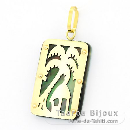 18K Gold Anhänger und TahitiPerlmutt - Dimensionen = 24 X 16 mm - Insel