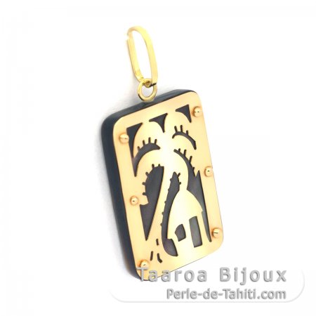 18K Gold Anhänger und TahitiPerlmutt - Dimensionen = 24 X 16 mm - Insel