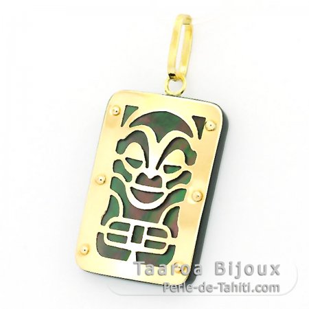 18K Gold Anhänger und TahitiPerlmutt - Dimensionen = 24 X 16 mm - Gesundheit