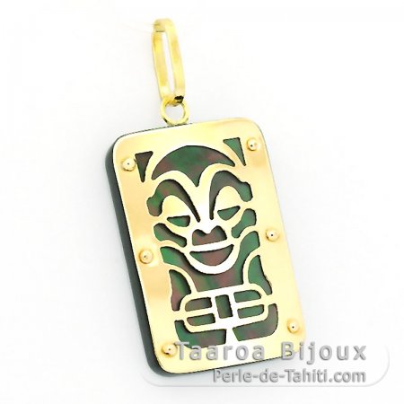 18K Gold Anhänger und TahitiPerlmutt - Dimensionen = 24 X 16 mm - Gesundheit