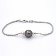 Silber Armband und 1 Semi BarockTahitiPerle B 10.2 mm