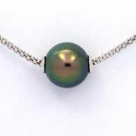 Silber Halsband und 1 Runde TahitiPerle C+ 11.3 mm