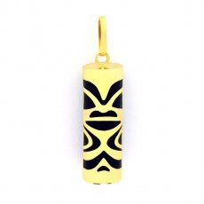 18k Goldanhnger und Schwarzer Achat - 21 mm - Glck