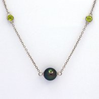 Silber Halsband und 5 Fast Runde TahitiPerlen C von 8.5 bis 8.9 mm