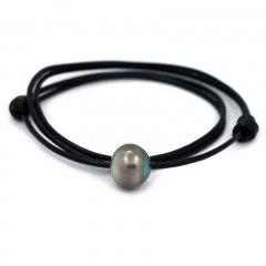 Leder Halsband und 1 Semi BarockTahitiPerle C 14.5 mm
