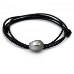 Leder Halsband und 1 BarockTahitiPerle C 12.8 mm
