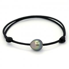 Gewachsene Baumwolle Armband und 1 Semi BarockTahitiPerle B 9.8 mm