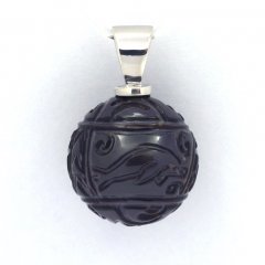 Sterling Silber Anhnger und 1 Gravierte TahitiPerle 13.2 mm