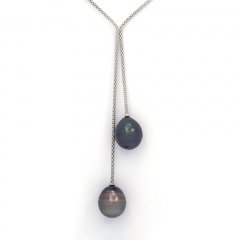 Sterling Silber Halsband und 2 Circlese TahitiPerlen C 13.2 und 13.3 mm
