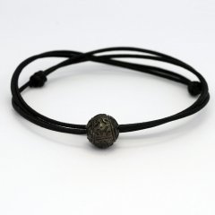 Gewachsene Baumwolle Perle de Tahiti Collier Coton/Cuir und 1  TahitiPerle Gravierte  12.1 mm