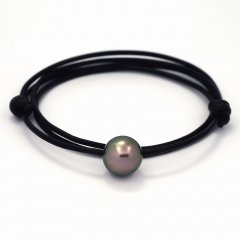 Leder Halsband und 1 Runde TahitiPerle C 13.4 mm