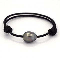 Leder Armband und 1 Semi Barock TahitiPerle B 11.5 mm