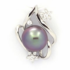 Sterling Silber Anhnger und 1 Semi Barock TahitiPerle B 9.8 mm