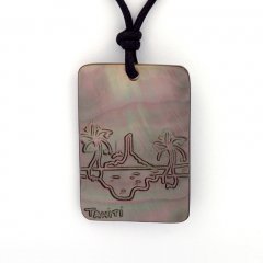 Anhnger aus TahitiPerlmutt und Baumwolle Halsband