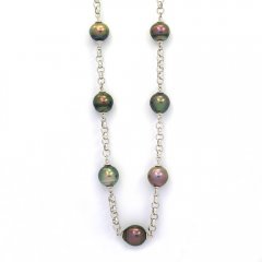 Sterling Silber Halsband und 15 Semi Barocke TahitiPerlen