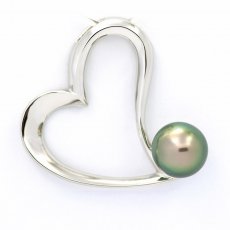 Sterling Silber Anhnger und 1 Fast Runde TahitiPerle C 8.6 mm