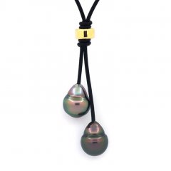 Leder Halsband und 2 Circlese TahitiPerlen B 11.5 mm