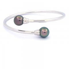 Sterling Silber Armband und 2 Runde TahitiPerlen C 10.4 mm