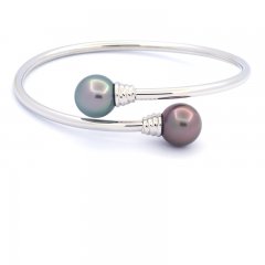 Sterling Silber Armband und 2 Runde TahitiPerlen C 11.2 mm