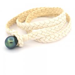 Leder Armband und 1 Semi Barock TahitiPerle B/C 11.8 mm