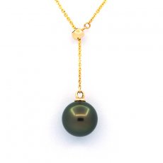 18K Gold Halsband und 1 Runde TahitiPerle A 8.6 mm
